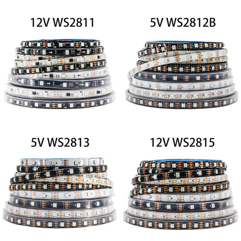WS2812B WS2811 WS2813 WS2815 5050 RGB Smart LED Strip Lights WS2812 Individually Addressable IC 30/60/144Pixels/Leds/m Tape W250701