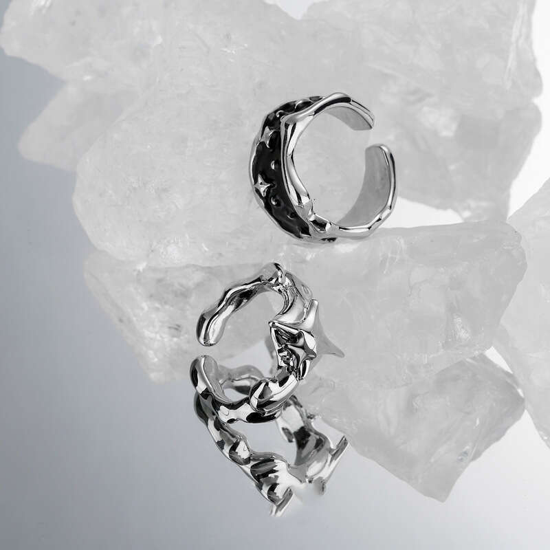 Dark Niche Starburst Unisex Fashion Light Luxury Neutral Style Index Finger Irregular Star Open Ring