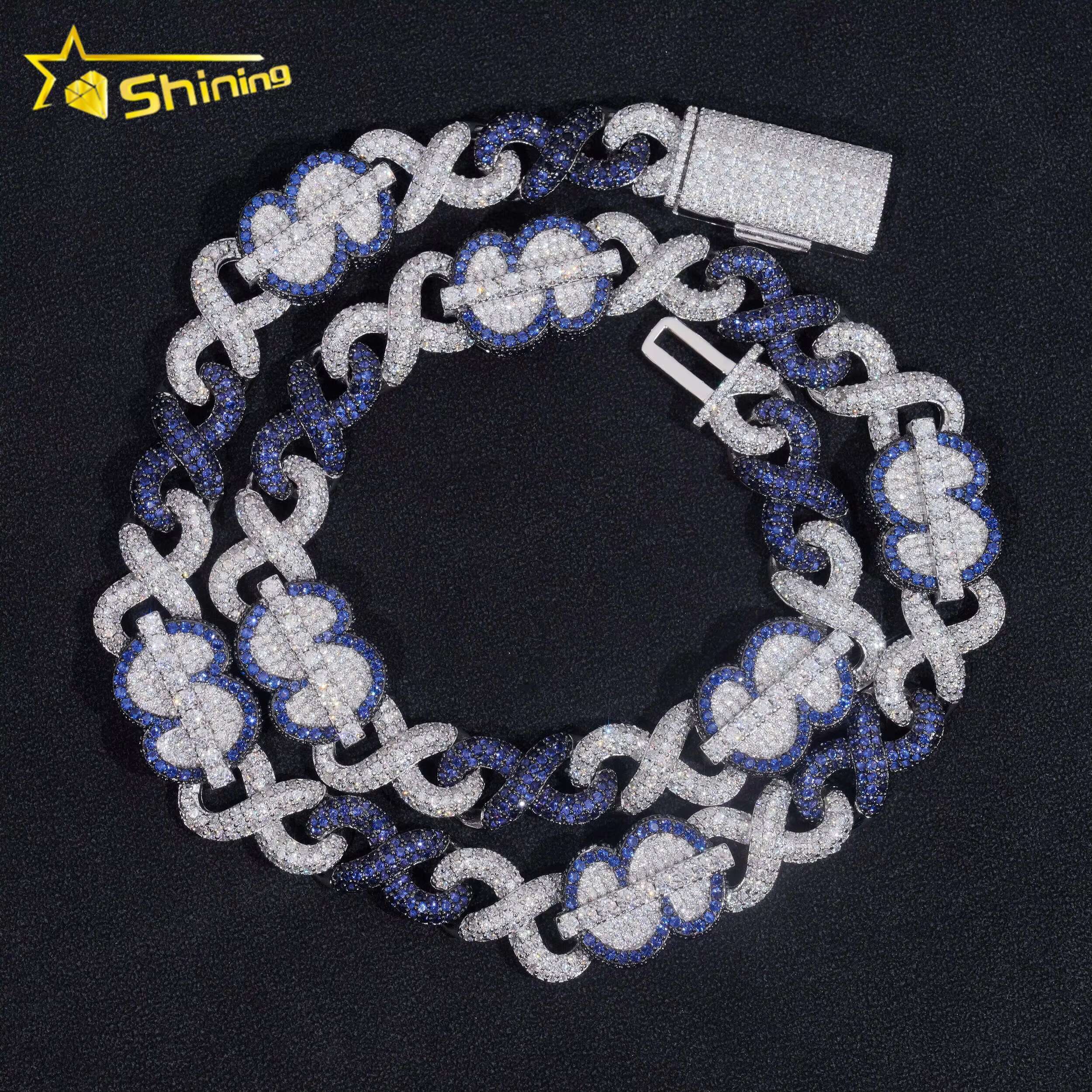 Rappers Hip Hop Jewelry Chain Gold Plated 925 Sterling Silver VVS Moissanite Diamond Iced Out Necklace Cuban Link Chain