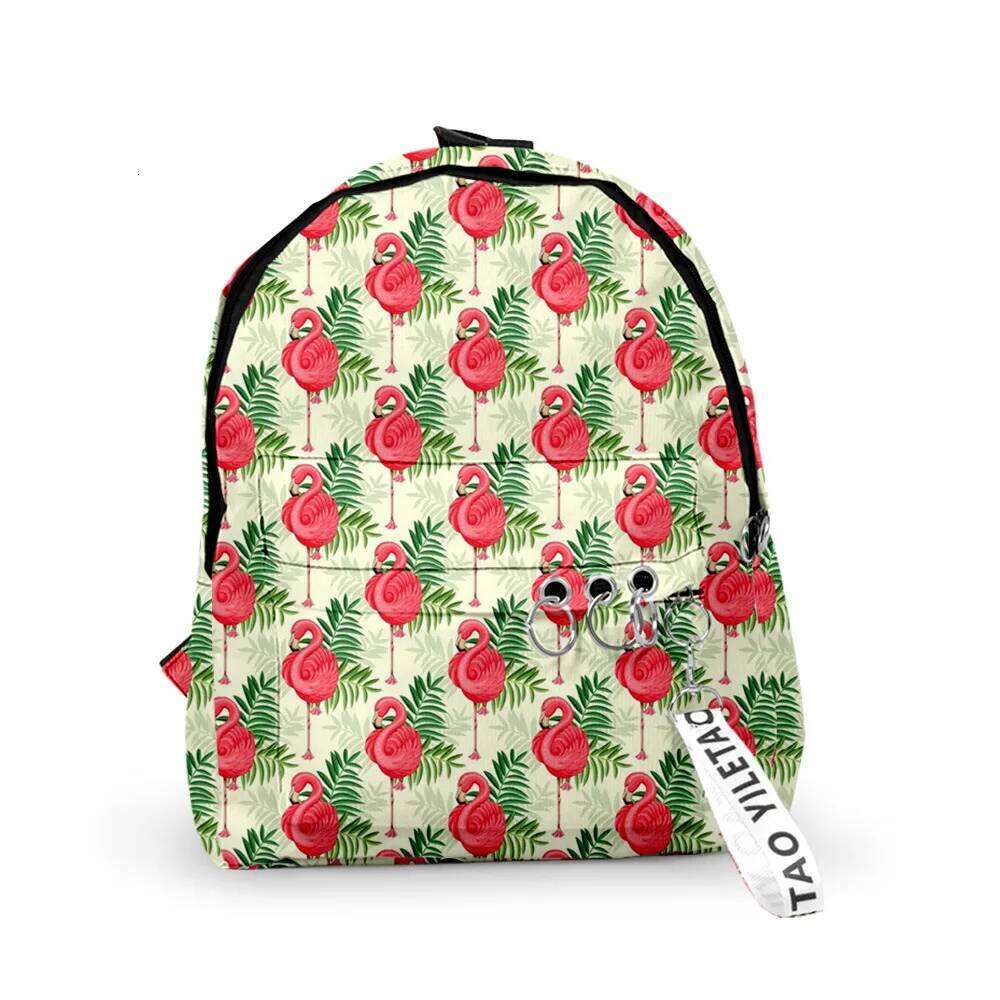 Novelty Cool Flamingo Boys/Girls pupil School Bags 3D Print Keychains Oxford Waterproof Cute Small Backpacks