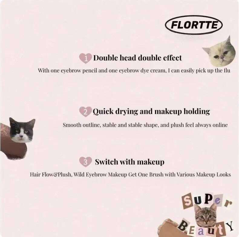 FLORTTE Pencil Eyebrow g Cream 2-in-1 Dual Head Blade Long Lasting Waterproof Beginner Makeup Cosmetics X250702