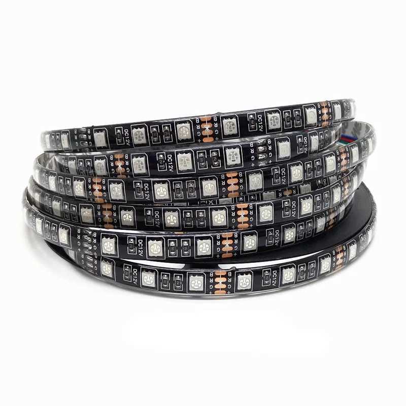 16.4ft Led Strip 5050 RGB 1m/2m/3m/4m/5m Black PCB 12V 60LEDs/m Waterproof IP65/Non Waterproof IP20 For TV Background Decoration W250701