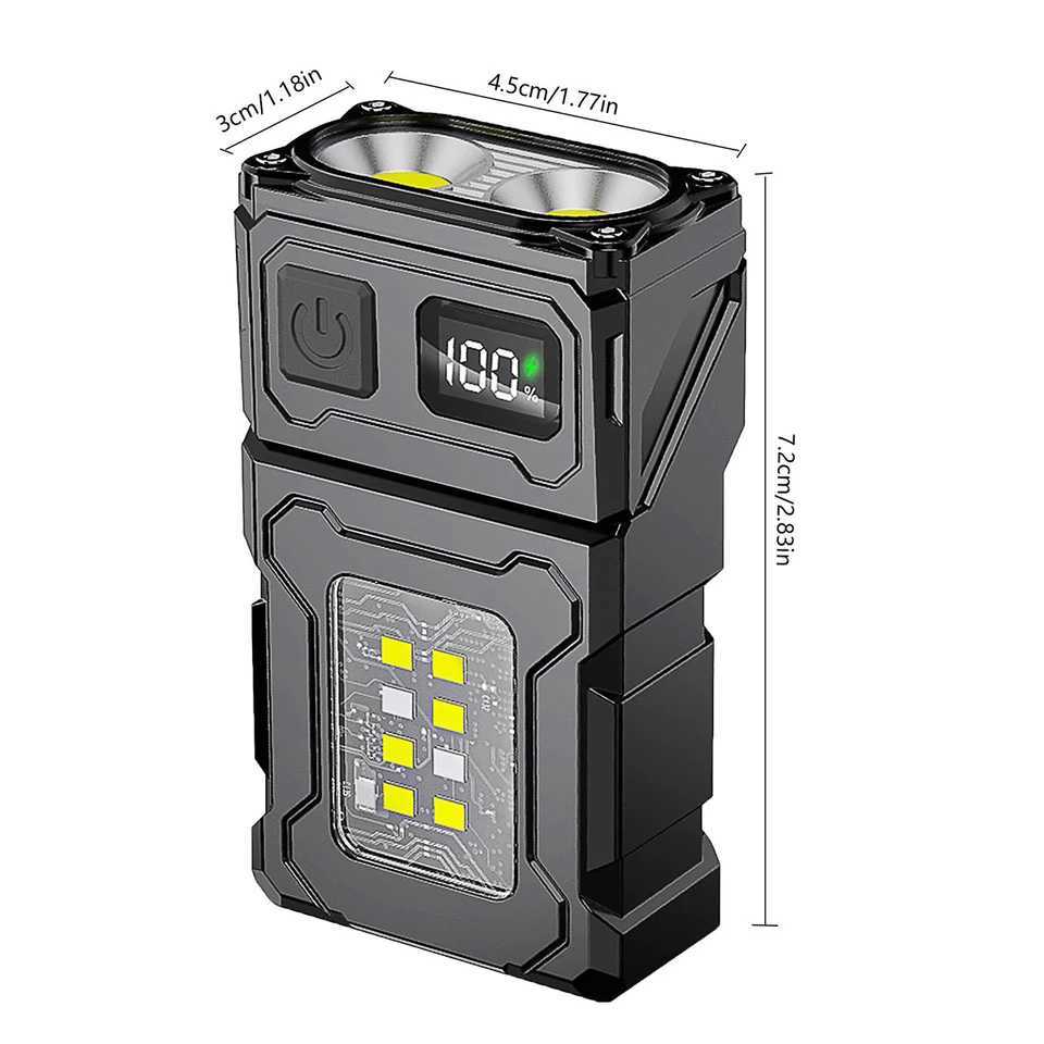 Mini LED COB Flashlight Portable Tail Adjustable Angle Dual Lights USB Charged Multiple Lighting Modes Multifunctional Hands-free XJ250701