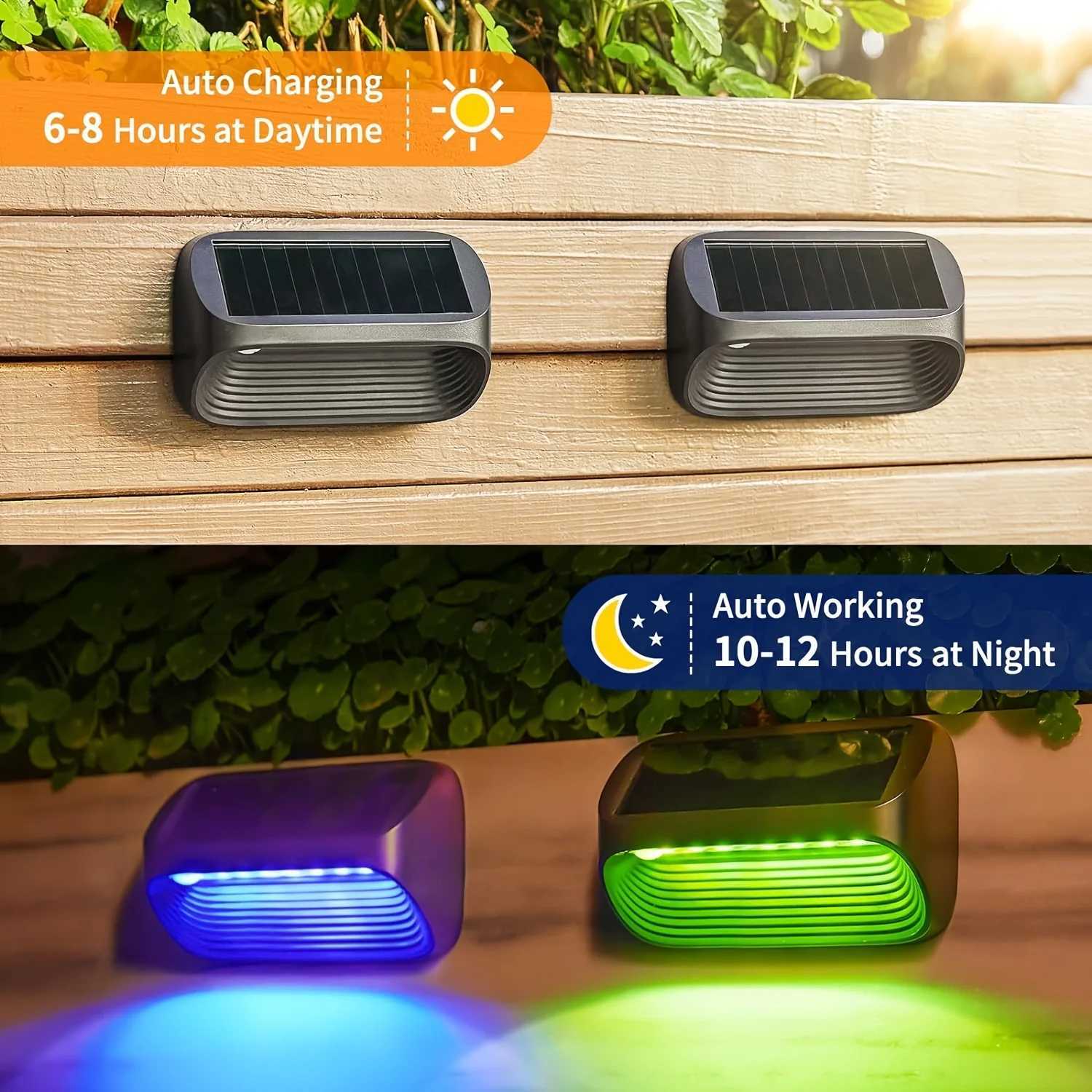 6/12 Pack Fence Lights Solar Powered Auto On/Off Solar Deck Lights for Outside Yard Fence Deck Wall Patio Decor XJ250624
