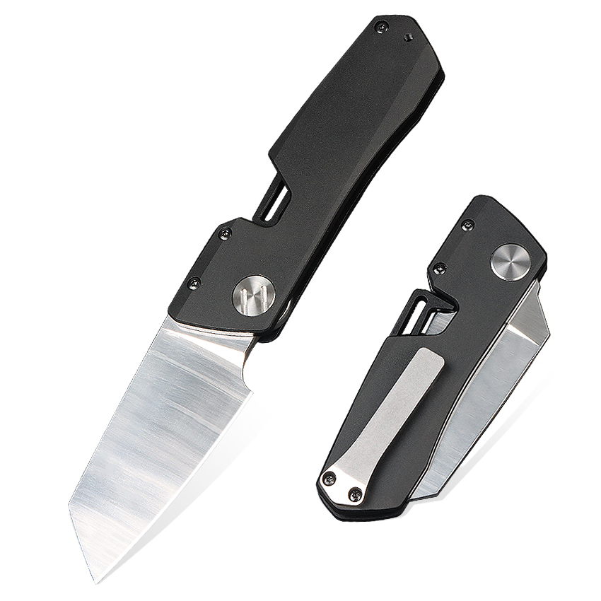 High Quality Folding Knife 5Cr13Mov Satin Tanto Blade Black Aviation Alloy Handle Ball Bearing Outdoor Camping Hiking EDC Pocket Knives