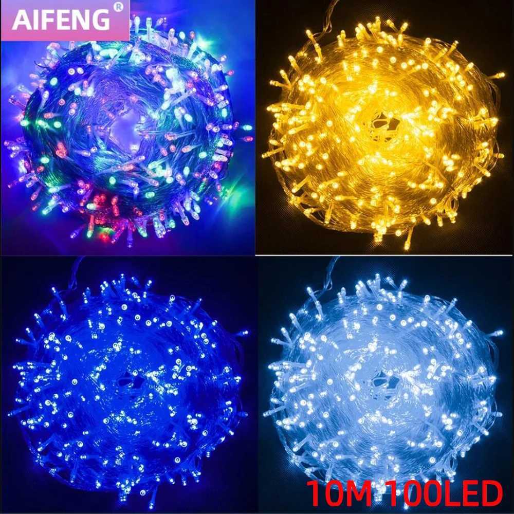 10M 100Leds Xmas Outdoor Christmas Lights LED String Lights Luces Decoracion Fairy Light Holiday Lights Lighting Tree Garland W250701