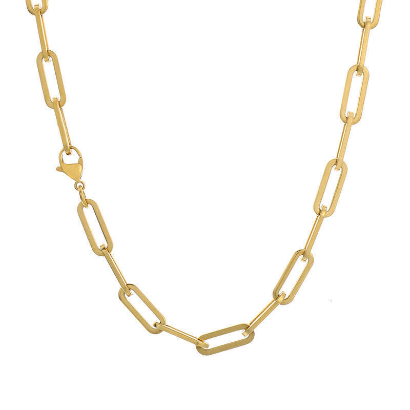 DHCollections Unisex Chunky Square Link Chain Necklace & Bracelet Stainless Steel Minimalist Jewelry