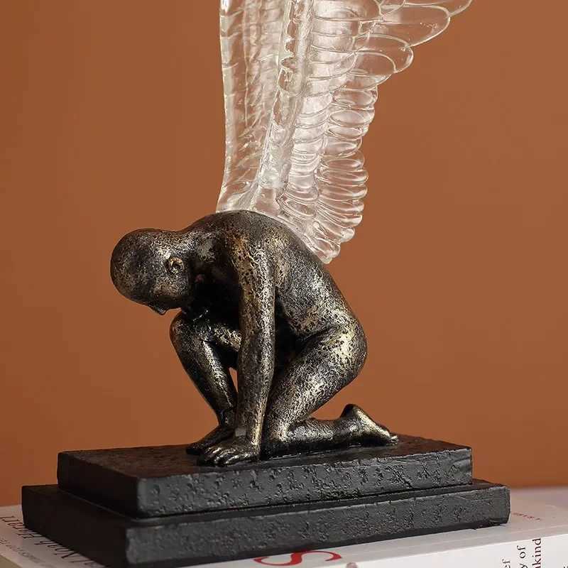 Angel wing model statue golden resin creative modern abstract sculpture he decorates life decoration Y250509