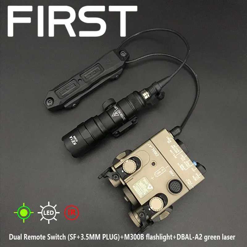 DBAL-A2 Metal Set M300B Flashlight+Dual Control Pressure Switch Combo Red Green Laser Airsoft Tactical Hunting Weapon LightXJ250701