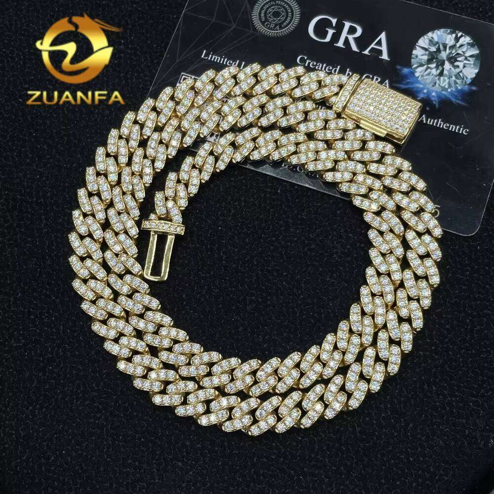 Iced Out Pearl 8Mm Single Row Sier Gold Plated Mens And Womens Cubic Zirconia Cuban Chain Necklace