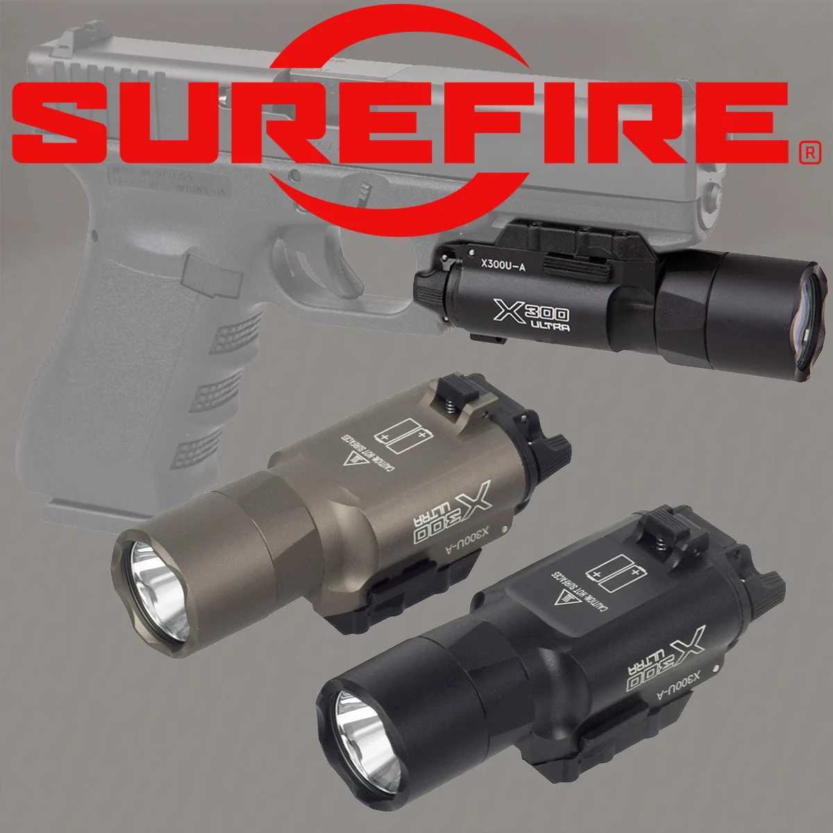 SureFire X300 X300U Ultra X300V XH35 X300UH-B Metal Pistol Gun LED Light Fit 20mm Rail Airsoft Weapons Flashlight Hunting Torch XJ250701