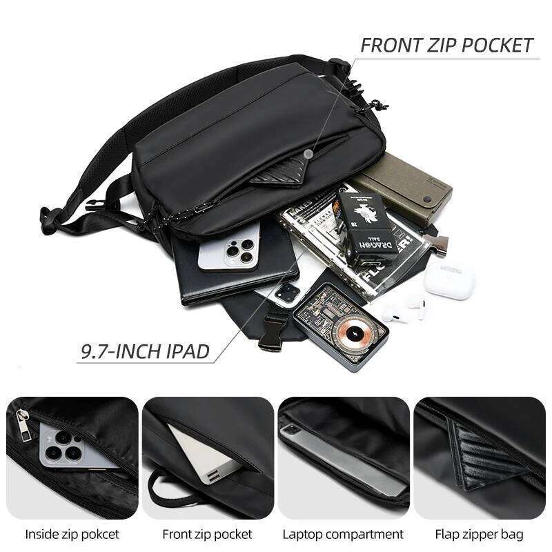 MOYYI Men's Shoulder Men Flap Crossbody Bag Waterproof Nylon Messenger Bags with iPad Compartment Unisex For Traveling Work