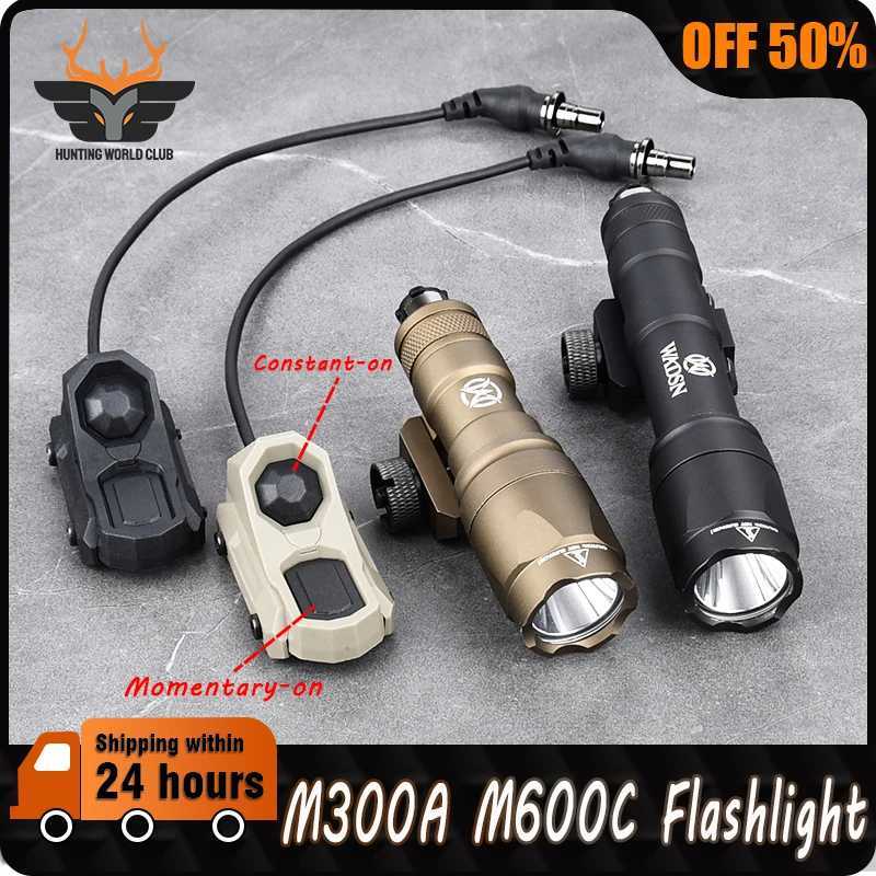 Tactical Surefire Flashlight SF M300 M600 Weapon Light AXON Switch Fit 20mm Picatinny MLOK KEYMOD Rail Airsoft Hunting Gun Lamp XJ250701