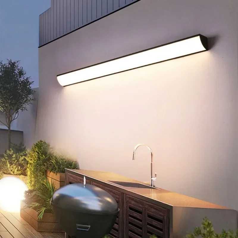 Long Strip Wall Lamp Minimalist Waterproof Outdoor LED Wall Lights Garden Villa Porch Courtyard Sconce Background Wall Light XJ250624
