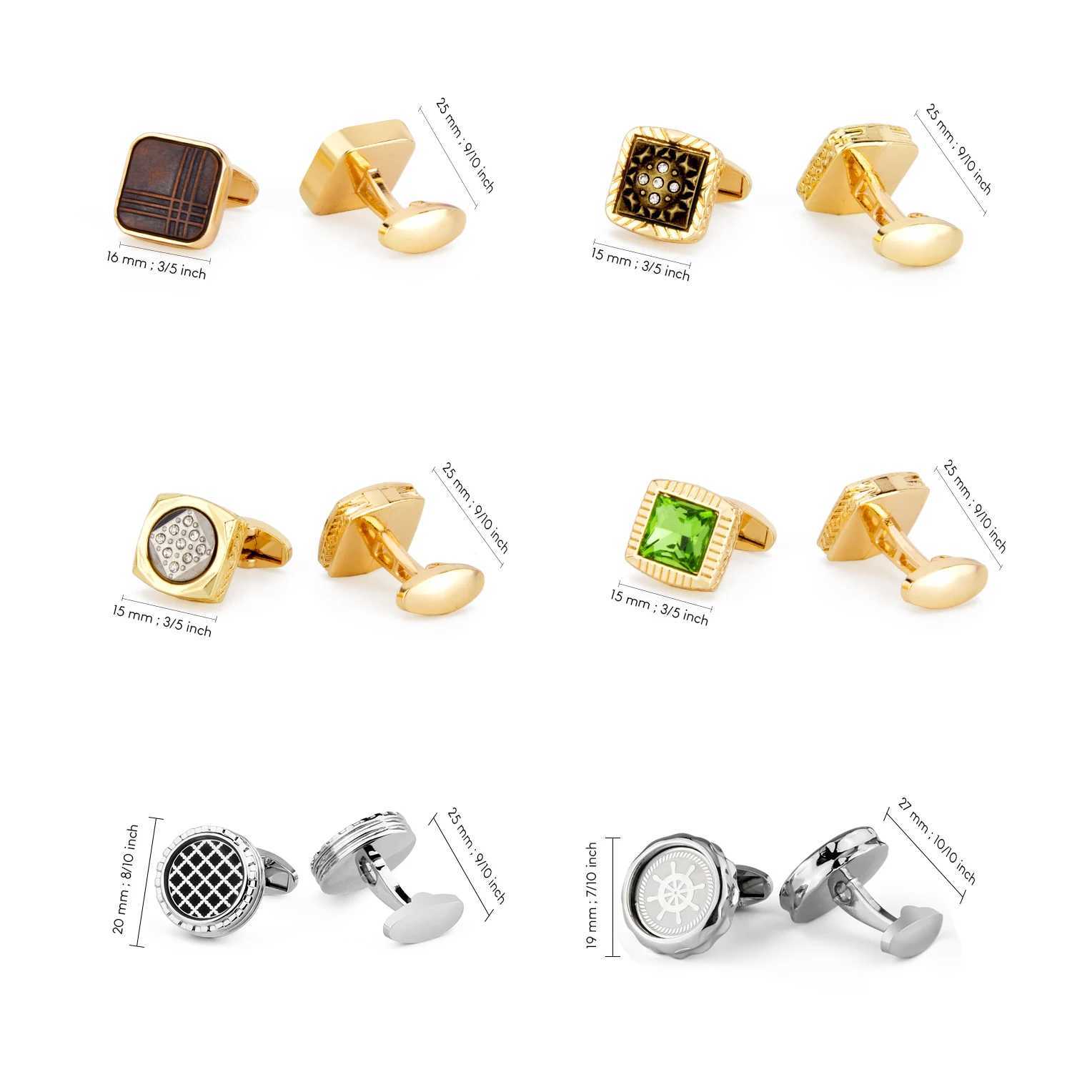 Luxury Cufflinks for Men Shirt French Cufflinks For Mens Wedding Sleeve Button Square Cuff Button Men Cuff-link Tie Clip Gold-plated XJ250614
