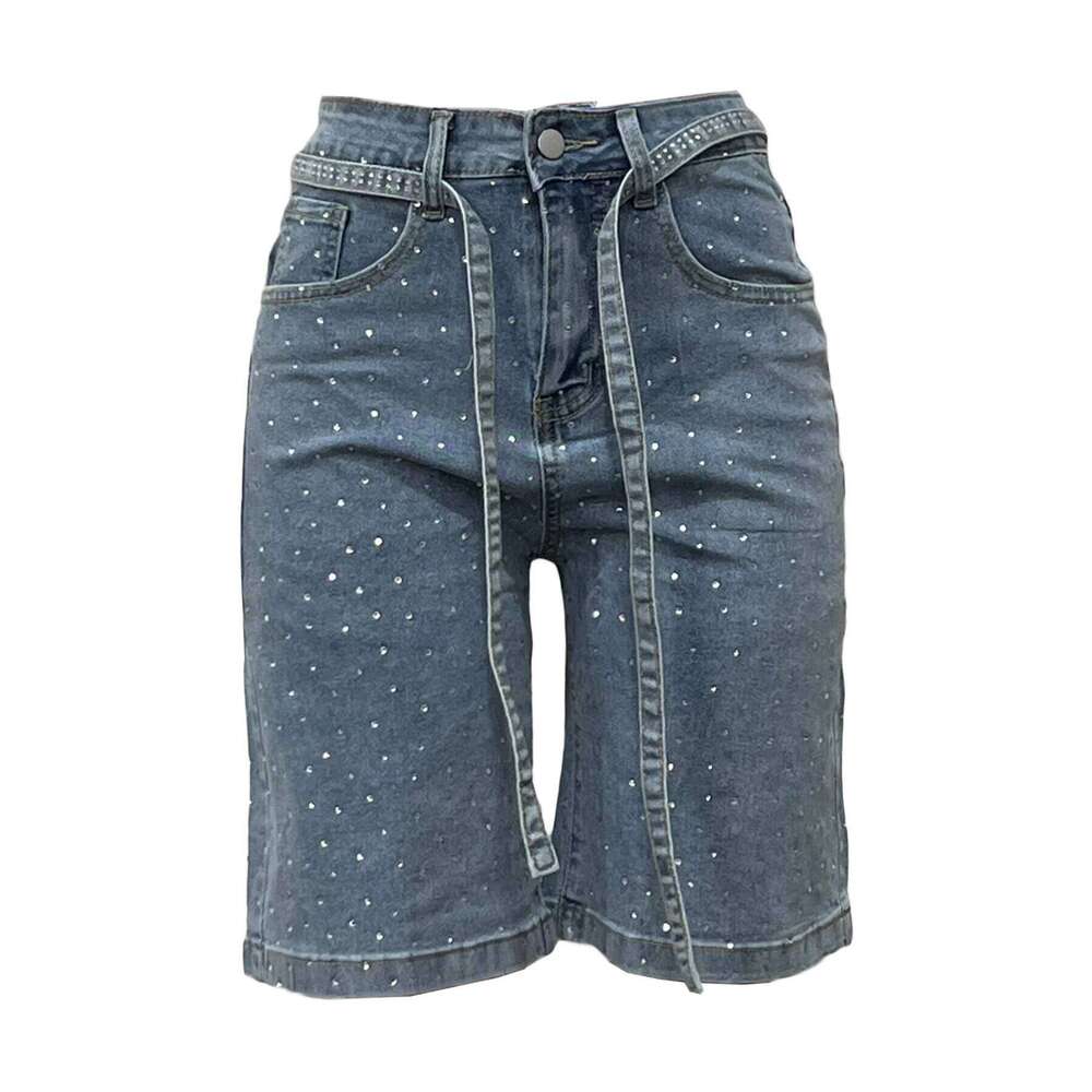 hoodie Wear Women Pants Summer Fashion Dias Elasticity Denim With Belt Streetwear Casual Lady Baggy Straight Jeans Shorts jacket