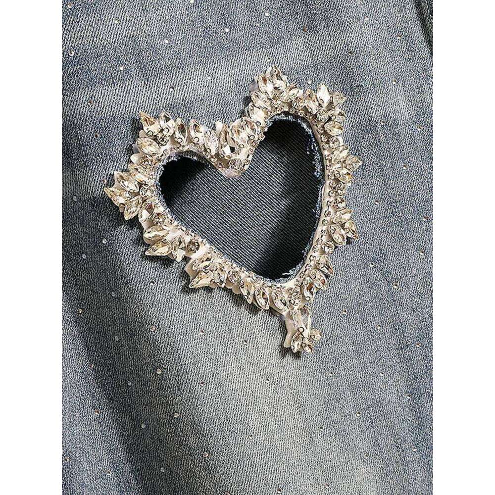 Women's Wear Street Spring Autumn Loose Slimming Straight High Waist Jeans Wide Leg Pants Women Heart Shape Dia Denim Baggy Trousers