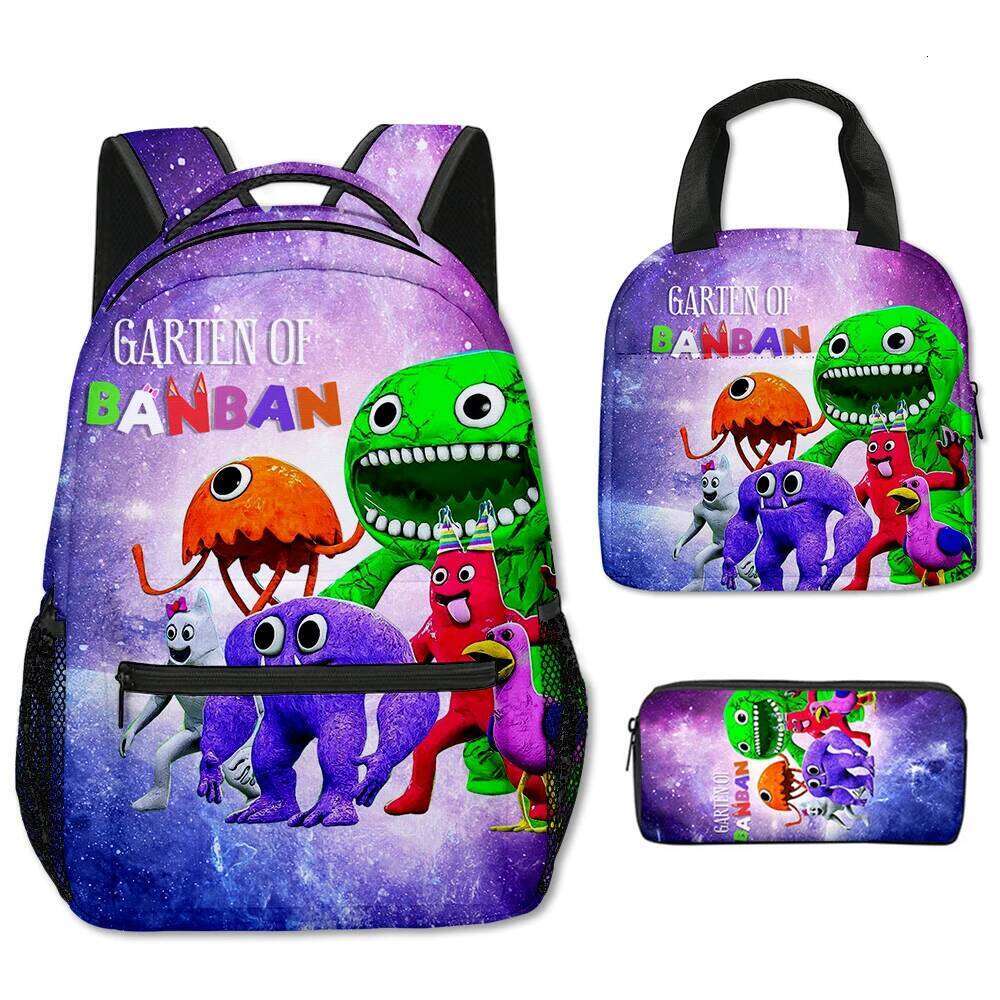 Novelty Cool New Garten of Ban 3D Printed 3pcs/Set Student School Bags Laptop Backpack portable Lunch bag Pencil Case