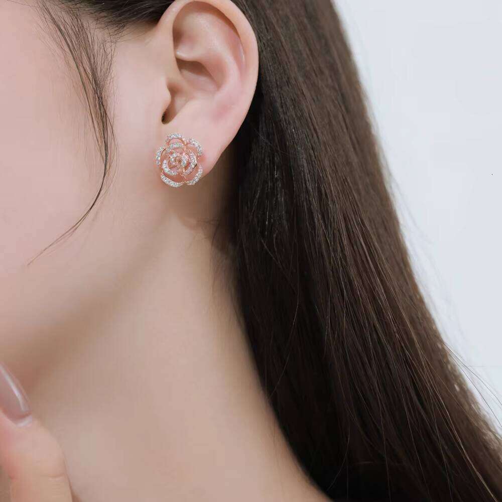 DHcollections S925 Sterling Silver Earrings - Geometric Leaf & Butterfly Studs with Zirconia | Minimalist Luxury Ear Jewelry for Women