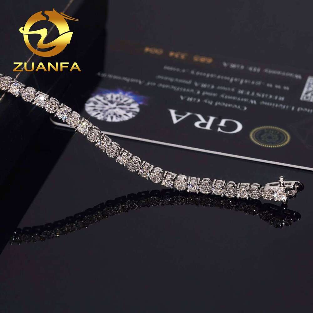New Design Fashion Jewelry Iced Out 38Mm Pure Sier GRA Certified VVS Silicon Tennis Bracelet
