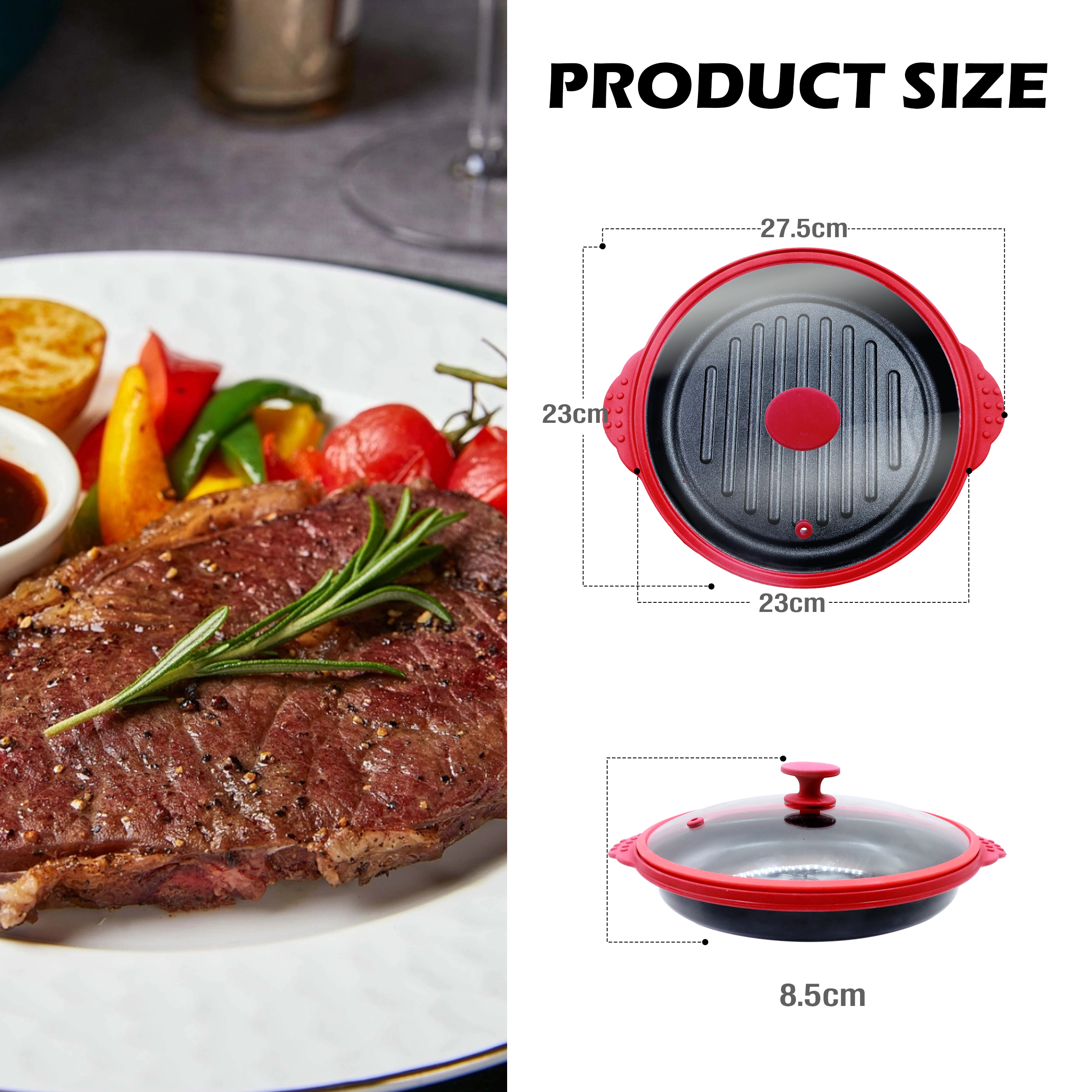 Microwaveable Round Korean Roasting Pan with Lid Multi-functional microwave cookware suitable for roasting meats sandwiches and vegetables For home us