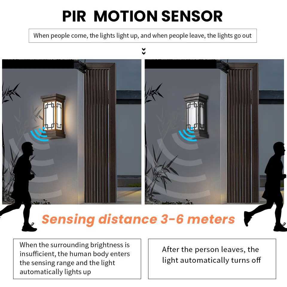 Led Outdoor Wall Light Waterproof IP66 Motion Sensor Led Outdoor Lighting Porch Lights Balcony Garden Lights Outdoor Wall LampXJ250624