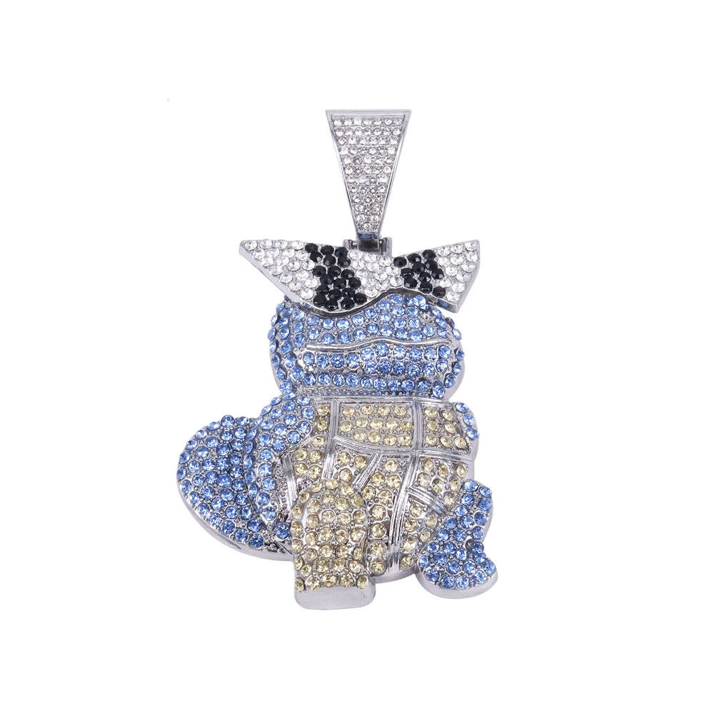 Trendy Rap Cartoon Turtle 3D Personality Squirtle Hip-Hop Style Inlaid Pendant b65