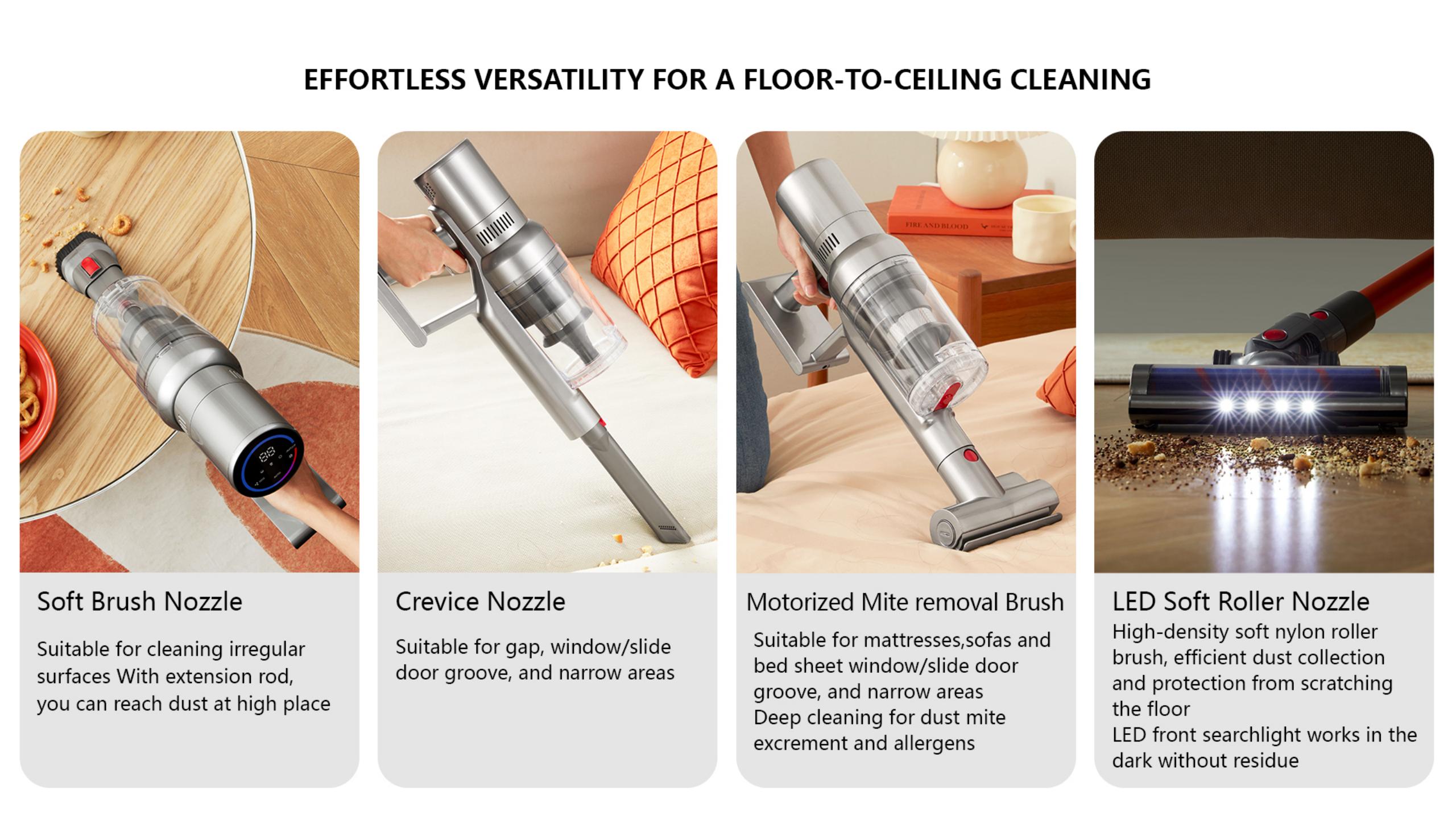 ABIR VC205 Cordless Handheld Vacuum Cleaner,27000PA,Touch Screen,Smart Dust Sensor,Auto Speed Control for Home Bed Carpet Clean