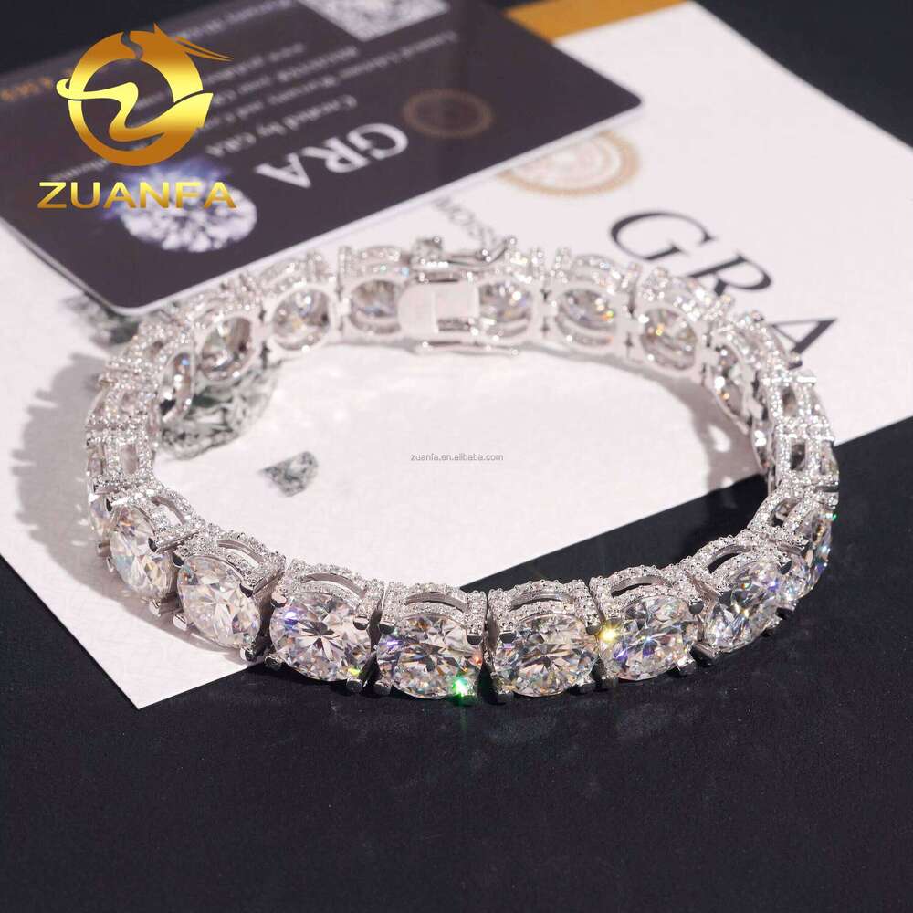 Fashion Style Luxurious Rapper Jewelry 10Mm Big S Sier Iced Out Hip Hop Vvvs1 Silicon Cluster Tennis Bracelet