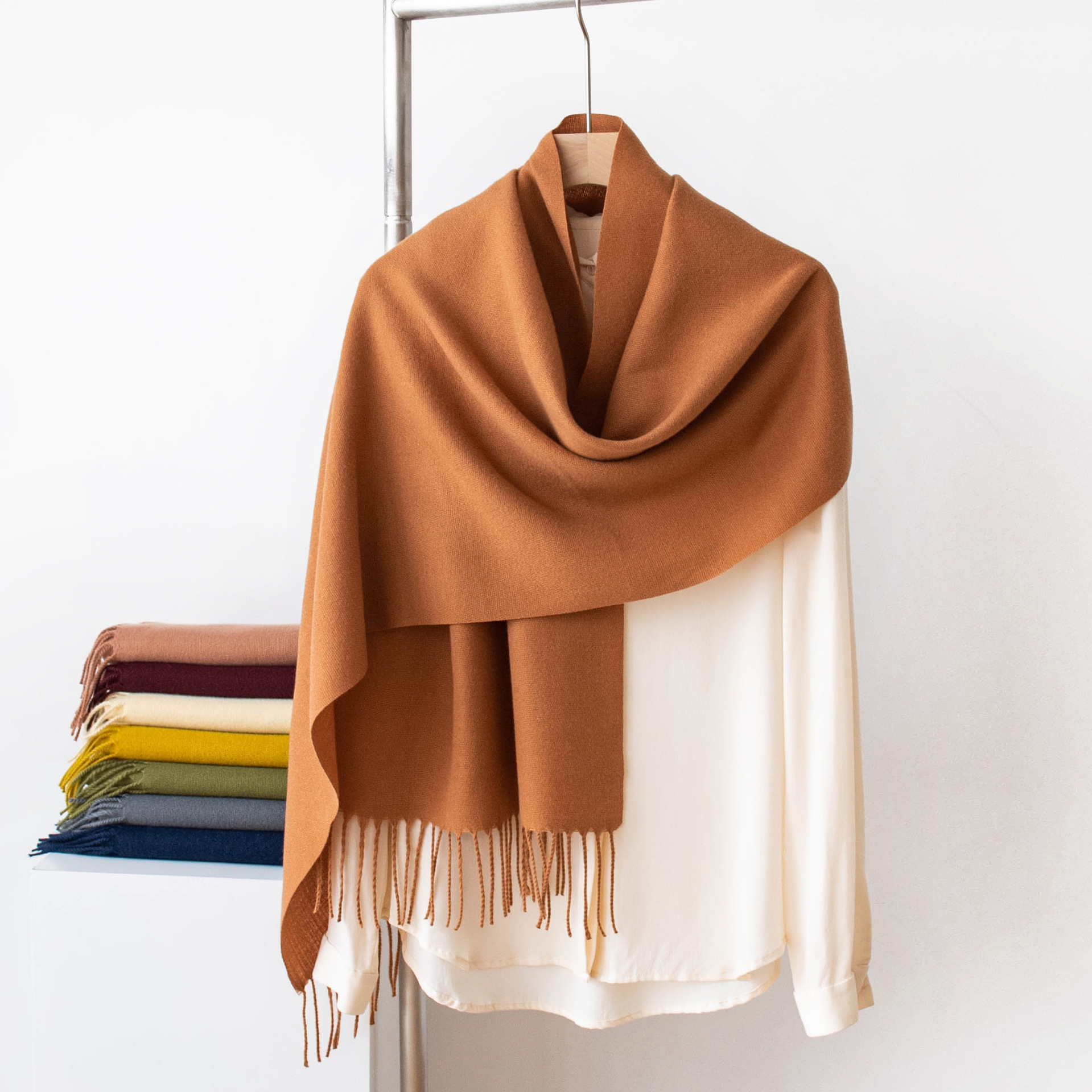 K1203 Pure color cashmere scarf for women winter high-grade imitation cashmere autumn and winter Korean style all-match scarf shawl for ladies wholesa