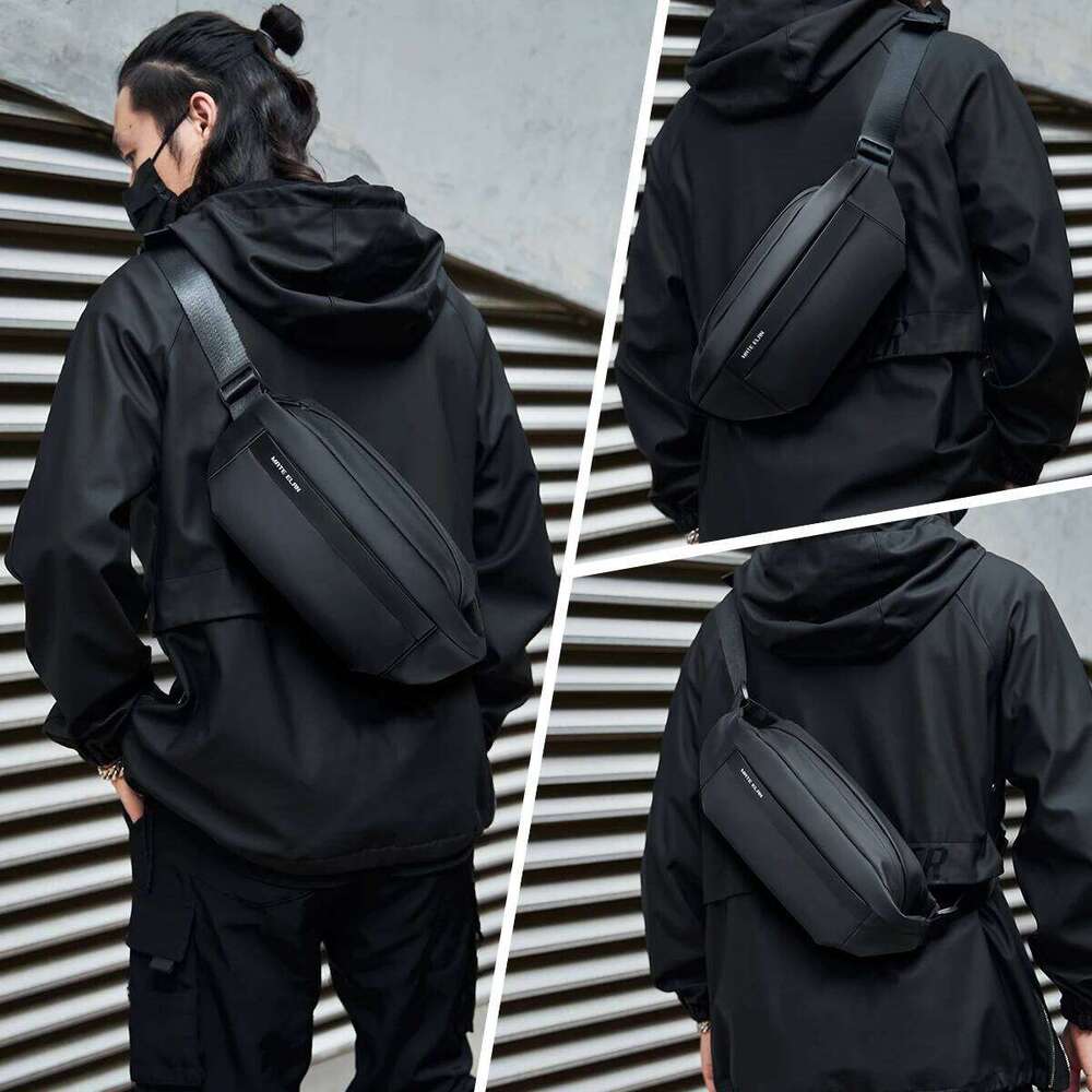 MOYYI Premium Crossbody with Magnetic Buckle, Fashion Waterproof Sling Black Shoulder Bag for Men Travel Sport