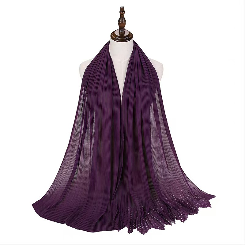 T1110 new pearl chiffon headscarf fashion headscarf hollow fashion craft wrapped headscarf