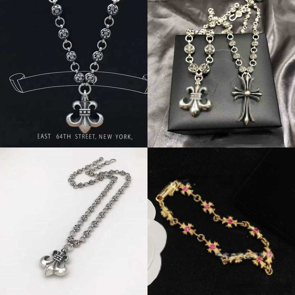 Boat Cross Necklace Bold letter flower diamond Women Chromes Designer Brand Anchor Flower Pendant Plated Chain Men love Classic Jewelry Neckchain 2025