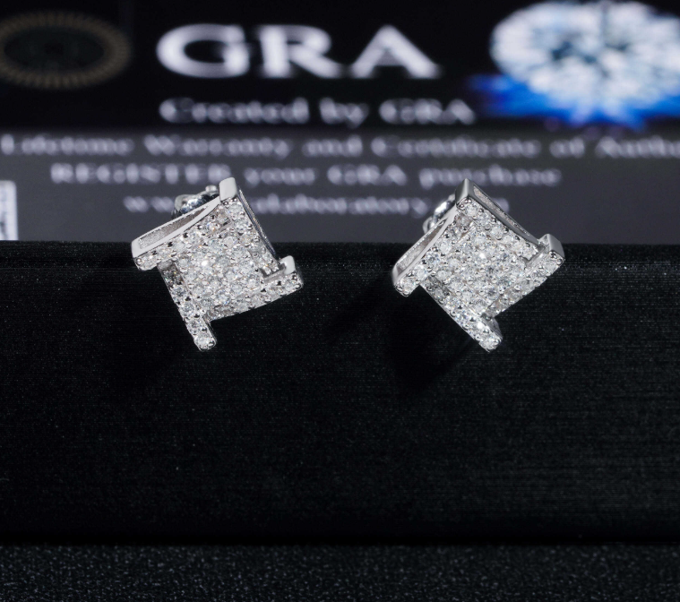 Earring Hip Hop Jewelry Iced Out VVS Diamond Moissanite Gold Plated 925 Sterling Silver Screw Stud Earrings