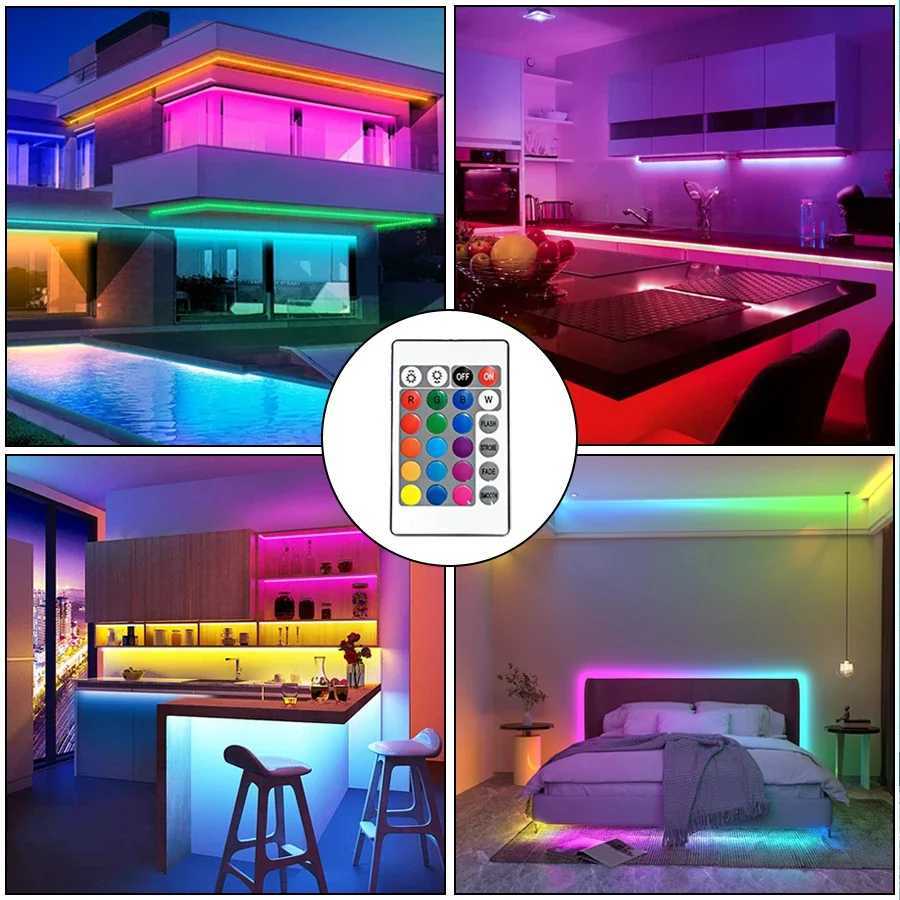 RGB LED Strip Light with IR 24 Key Remote Control Flexible LED Tape Lamp USB 5V 5050SMD 30/60LED/M 5M Room TV Decor Backlight W250701