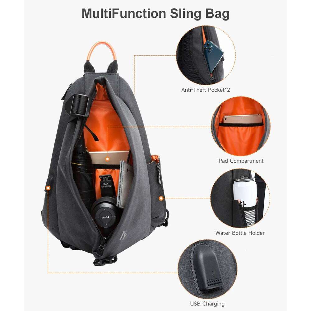 Pistol Gun Men's Ultra-thin Chest Personal Messenger Anti-theft Multi-function Shoulder Crossbody Bag Rich Compartment