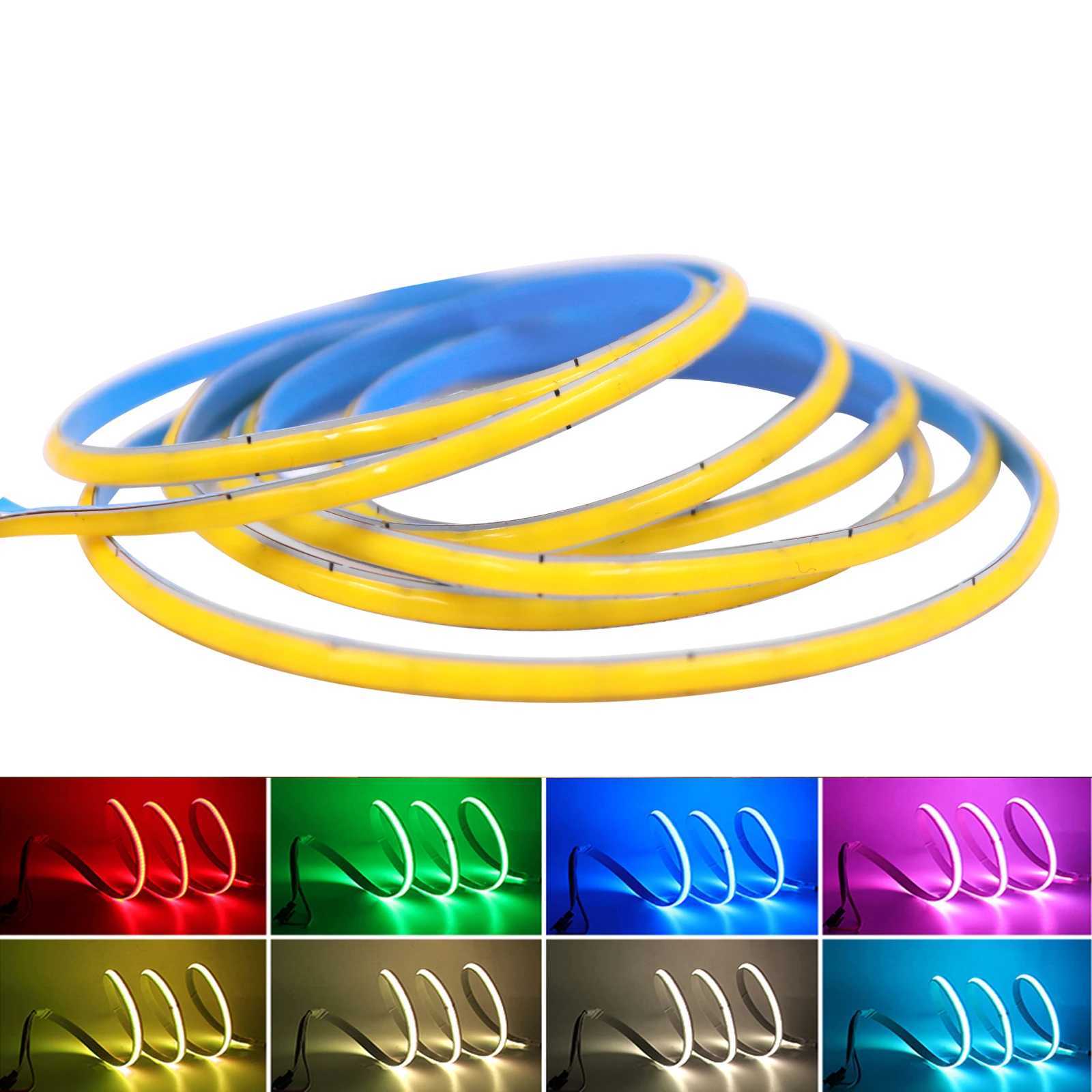 5V USB COB LED Strip Light 3mm Width Flexible LED Tape with Dimmer/ON OFF Switch 320LEDs High Density Linear Lighting for Decoration W250701