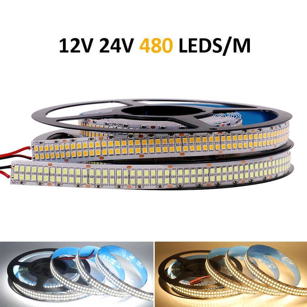 5M 10M LED Strip 12V 24V 2835SMD Flexible LED Ribbon Tape Light 240 480 LEDs/m Warm/Natural/White Red Green Blue for Home Decor W250701