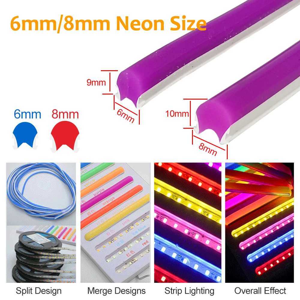 6mm 8mm Separate Silicone Neon with DC12V SMD2835 120Led/m S Shape LED Strip Light Waterproof Flexible Silicon Tube Bar DIY Sign W250701
