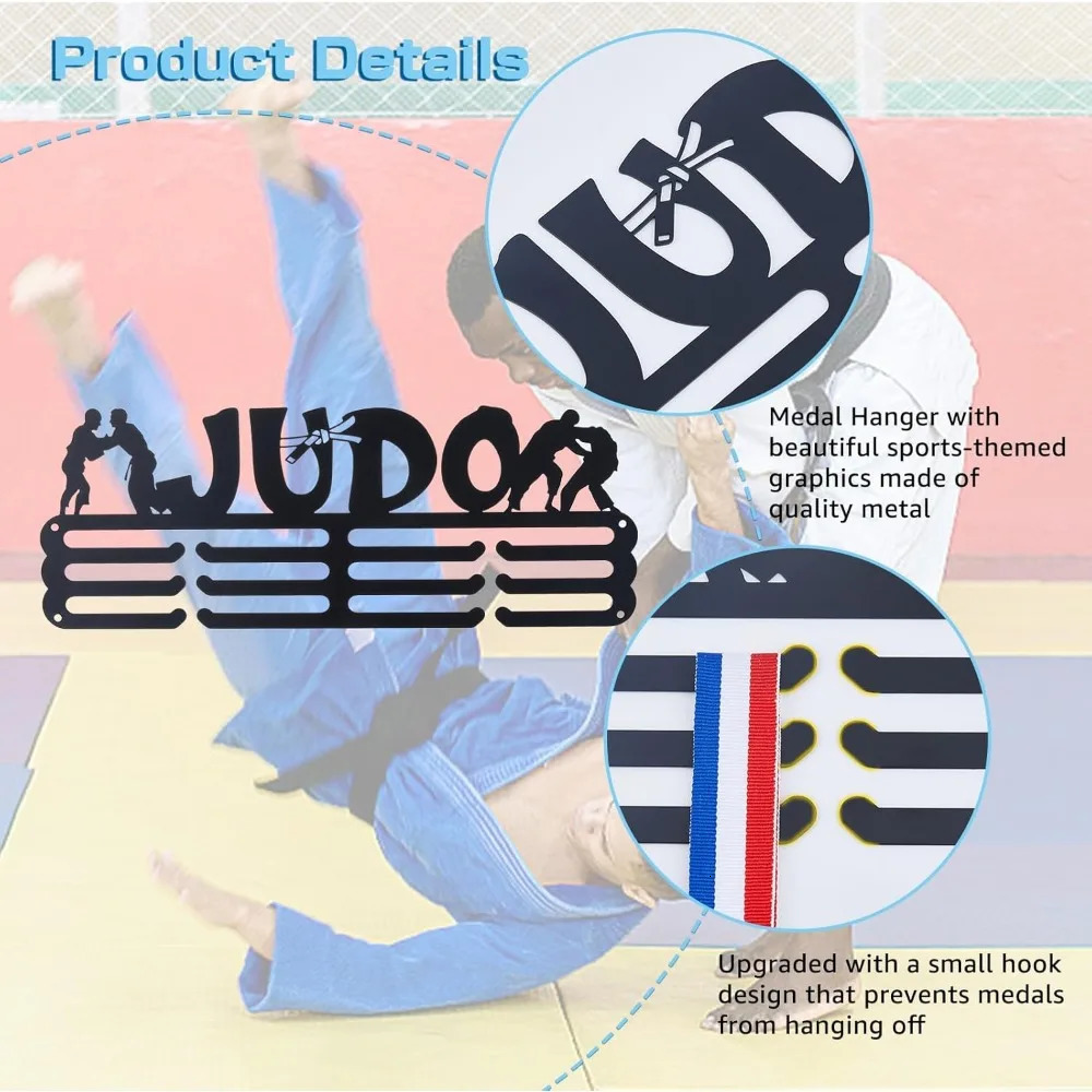 Judo Medal Hanger Display Sports Medal Holder Race Medal Hangers Metal Awards Rack Ribbon Display Organizer Wall Mount 250701