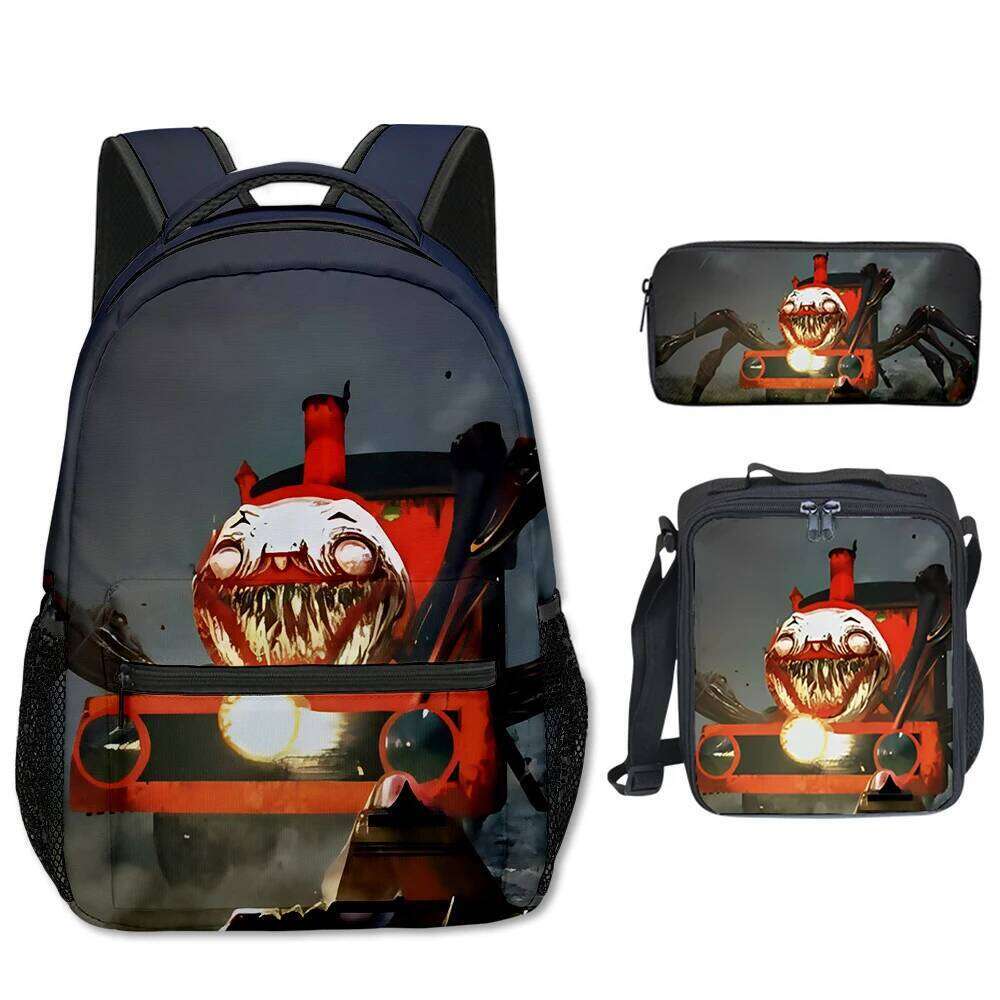 Novelty Cool Choo-Choo Charles 3D Print 3pcs/Set Student School Bags Laptop Backpack Crossbody Lunch bag Pencil Case