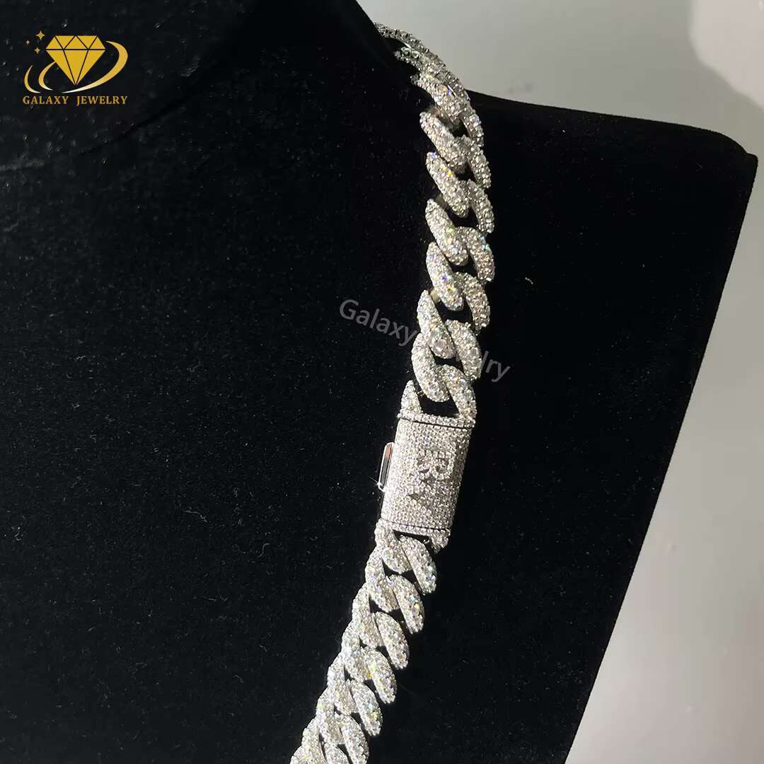 Hip Hop Jewelry 14mm 16mm 18mm 20mm Big Diamond Miami Cuban Link GRA Iced Out Cuban Link Chain S925 Moissanite Chain