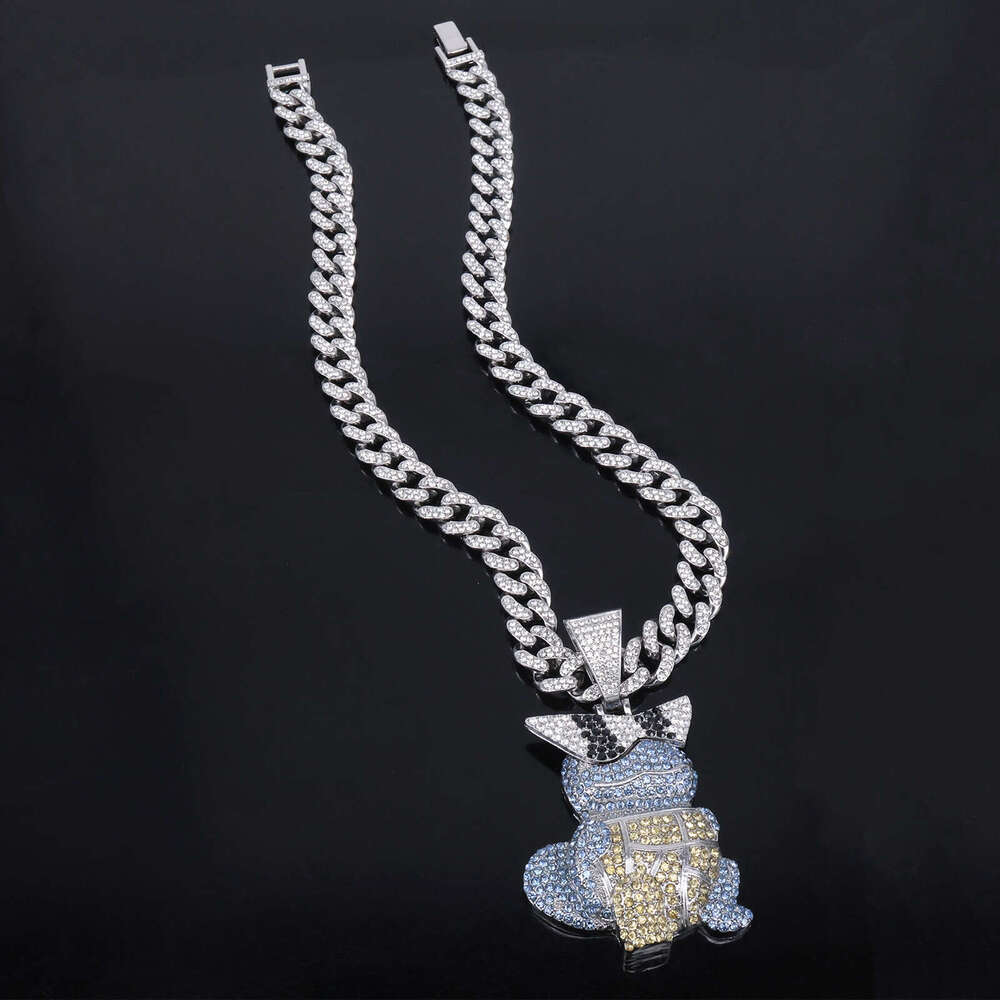 Trendy Rap Cartoon Turtle 3D Personality Squirtle Hip-Hop Style Inlaid Pendant b65