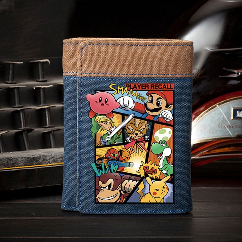 Free Shipping Designer Luxury Cute Mario Wallet For Men Vertical Style Fashion Trend Student Youth Game Cartoon Anime Peripheral Card Holder