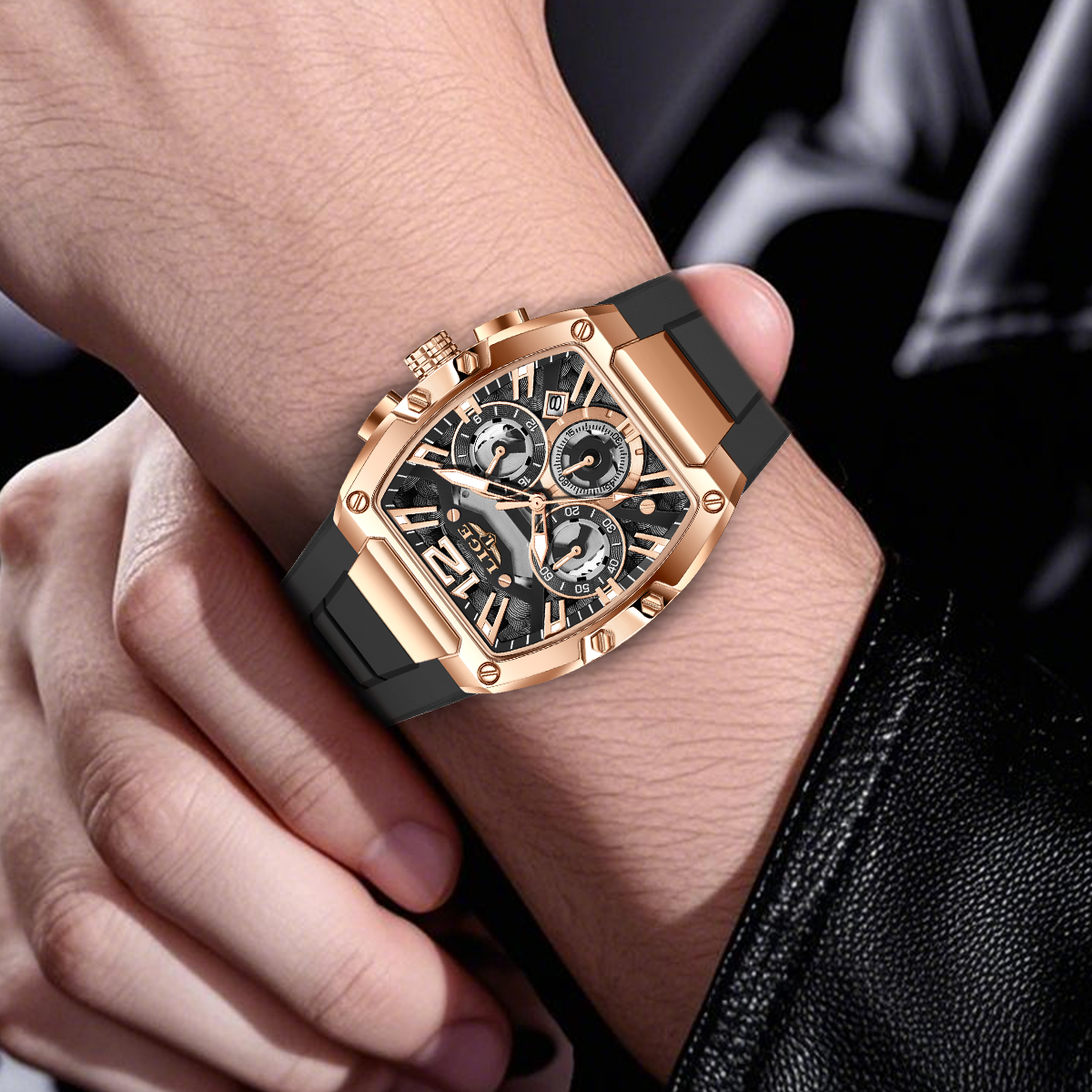 LIGE Men's Quartz Watch Fashion Business Watch Multifunctional Chronograph 24-hour Small Dial Holiday Gift Teen Watch Waterproof Watch
