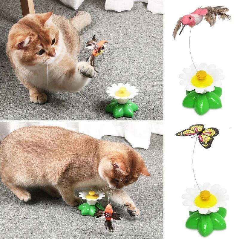 1PC Electric Butterfly Cat Toy - Automatic Rotating Flying Hummingbird, Funny Intelligence Training Pet Toys (Random Color) Free shipping