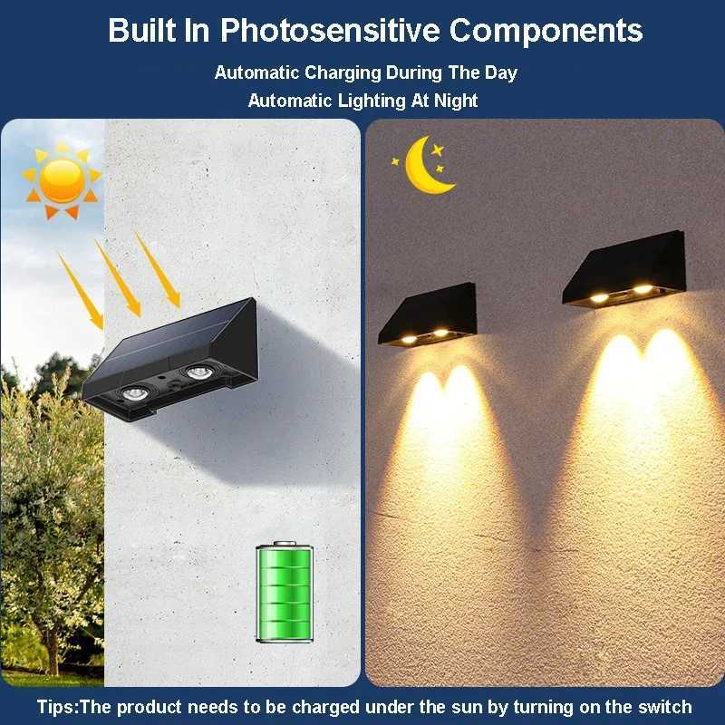 Solar Wall Light Outdoor Porch Lights Illumination Waterproof LED Lamp Bulb Automatic Lighting at Night for Garden Yard BalconyXJ250624