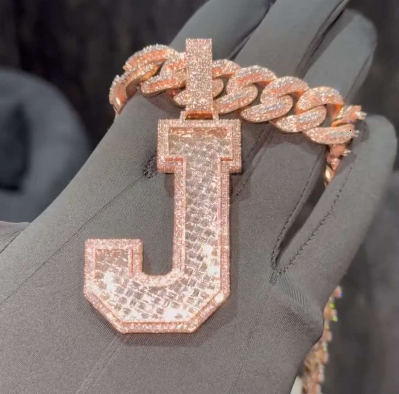 Iced Out Jewelry Moissanite Letter Pendant Baguette 925 Silver Moissanite Diamond Pendant Custom Pendant for Cuban Link Chain