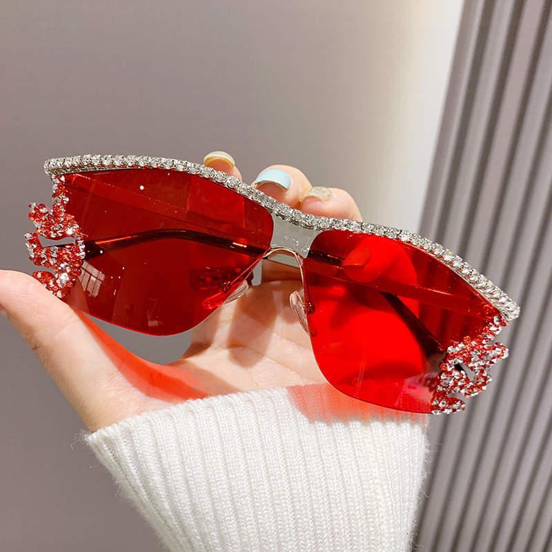 Designer Sunglasses New Metal Rhinestone Unisex Luxury Rimless Irregular Sun Glasses High-Quality