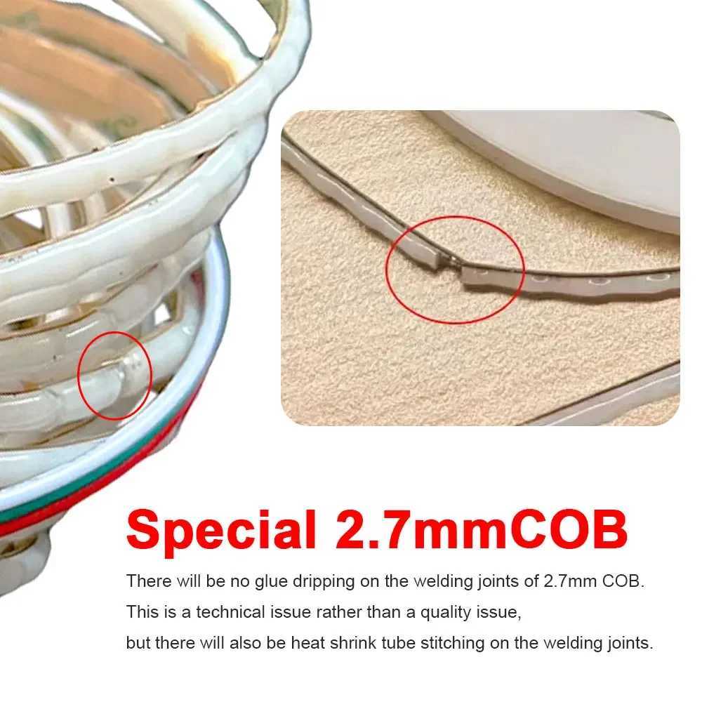 DC5V 2.7mm Ultra Narrow WS2812B COB LED Strip 160Led/m High Density Individually Addressable Flexible RGBIC Colorful Pixel Light W250701